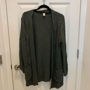 Dark Grey Knitted Sweater Cardigan